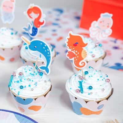 Kit cupcake sirena corallo