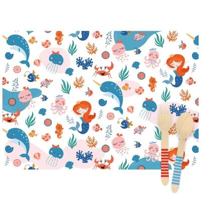6 Mermaid Coral Placemats