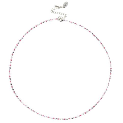 ONE DAY charity necklace 14k witgoud - fuchsia