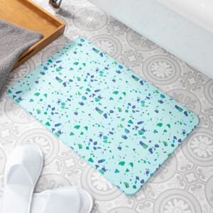 Tapis de bain antidérapant Terrazzo Aqua Blue Stone