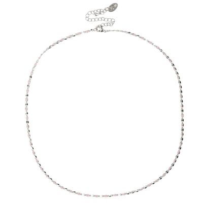 ONE DAY charity necklace 14k witgoud - roze