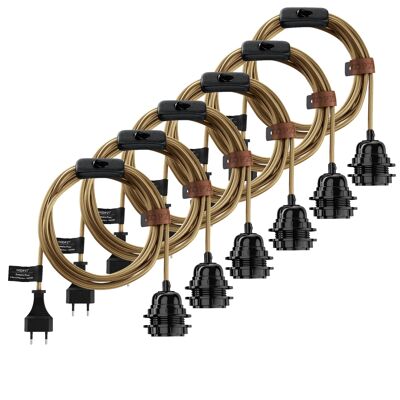 Bala Fabric Electrical Cord - 4.5m light fixture - Gold (per 6)