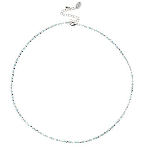 ONE DAY charity necklace 14k witgoud - aqua