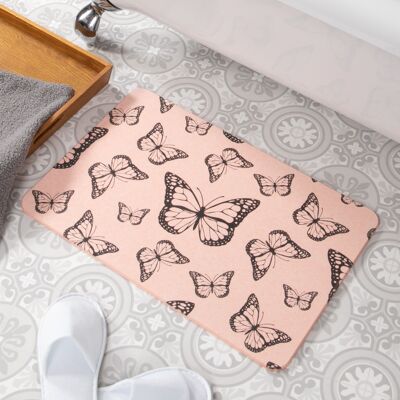 Butterfly Pink Stone Non Slip Bath Mat