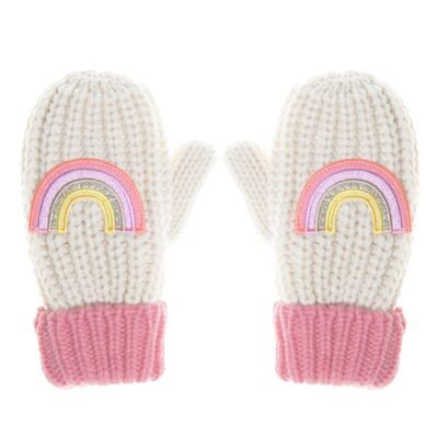 Disco Rainbow Knitted Mittens (7-10 Years)