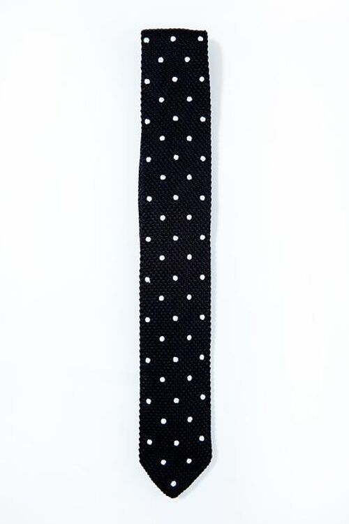 Black Polka Dot Knitted Tie