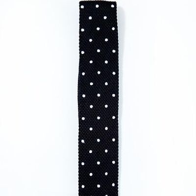 Cravate tricotée á pois noire