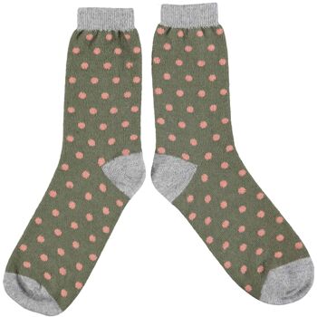 Socquettes homme laine d'agneau petit pois - vert 2