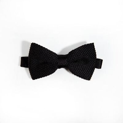 Black silk knitted bow tie