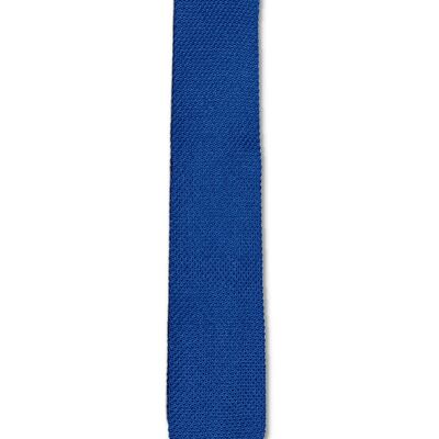 Cravate en tricot de soie bleue