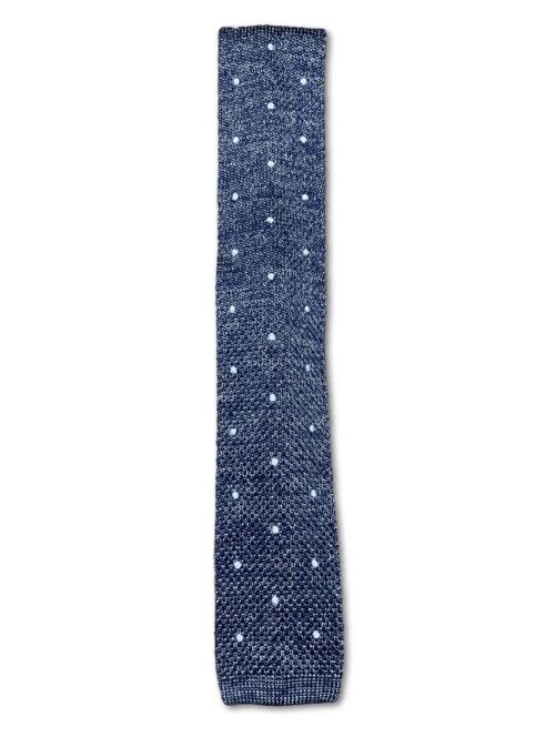 Blue Marl Polka Dot Knitted Tie