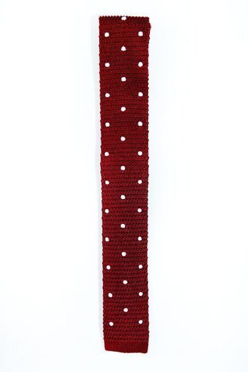 Burgundy polka dot knitted tie