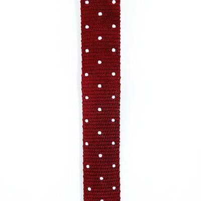 Burgundy polka dot knitted tie