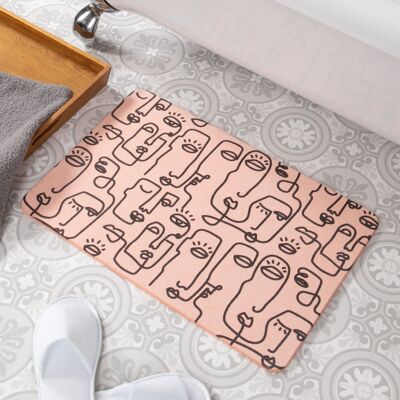 Faces Pattern Pink Stone Non Slip Bath Mat