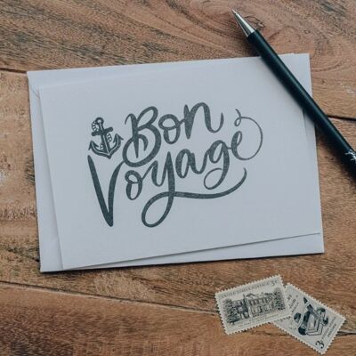 Tarjeta de tipografía Bon Voyage