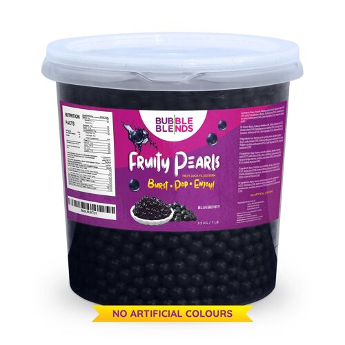 Bubble Blends Fruity Pearls Popping Boba, Fruit Juice-Filled Boba Pearls 3.2kg - blueberry