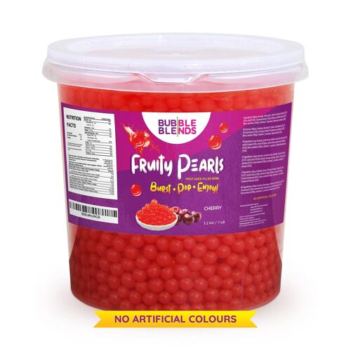 Bubble Blends Fruity Pearls Popping Boba, Fruit Juice-Filled Boba Pearls 3.2kg - cherry