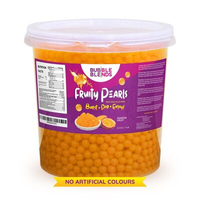 Bubble Blends Fruity Pearls Popping Boba, Fruit Juice-Filled Boba Pearls 3.2kg - passionfruit