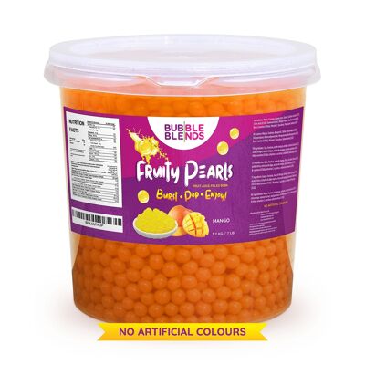 Bubble Blends Fruity Pearls Popping Boba, Boba Pearls rellenas de jugo de frutas 3,2 kg - mango