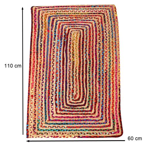 Jute Teppich Esha bunt 60x110 cm handgeknüpft