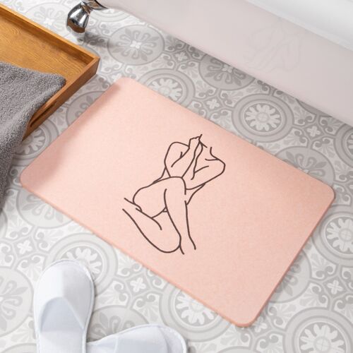 Lady Lines Pink Stone Non Slip Bath Mat