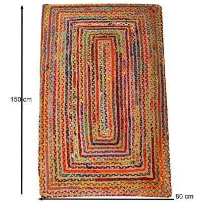 Jute Teppich Esha bunt 80x150 cm handgeknüpft