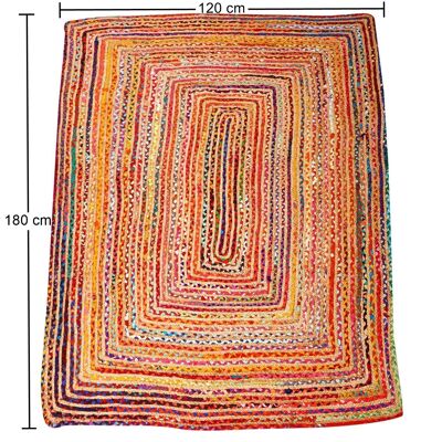 Jute Teppich Esha bunt 120x180 cm handgeknüpft