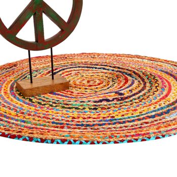 Tapis de jute Tamani coloré Ø 90 cm tapis rond en fibres naturelles tapis de jute décoratif 6