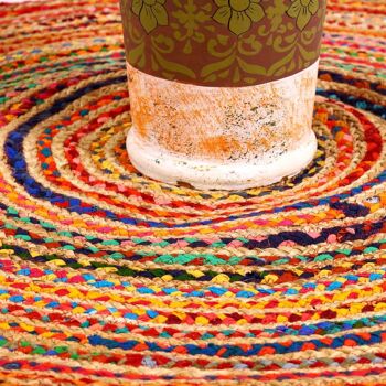 Tapis de jute Tamani coloré Ø 90 cm tapis rond en fibres naturelles tapis de jute décoratif 8