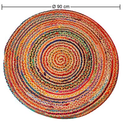 Tappeto in juta Tamani colorato Ø 90 cm tappeto passatoia rotondo in fibra naturale tappeto decorativo in juta