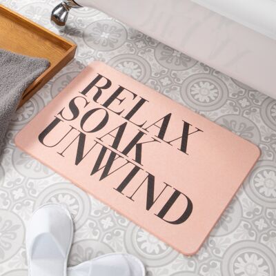 Relax Soak Unwind Alfombra de baño antideslizante de piedra rosa