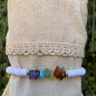 Elastic bracelet Heishi beads and natural stones 7 chakras