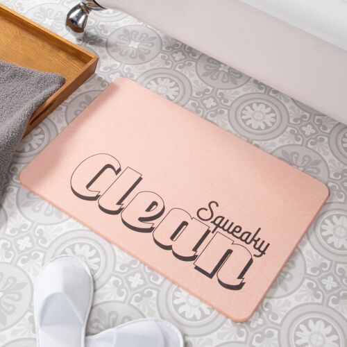 Squeaky Clean Pink Stone Non Slip Bath Mat