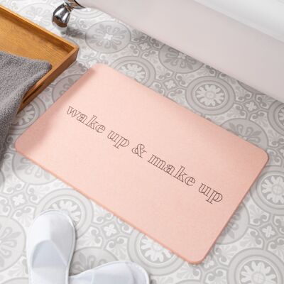 Wake Up & Make Up Pink Stone Non Slip Bath Mat