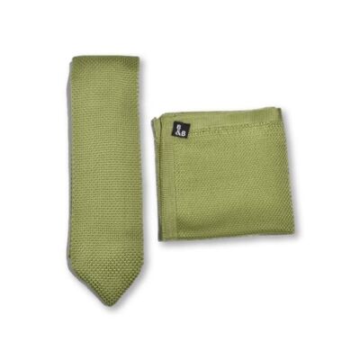 Emerald Green Knitted Tie and Knitted Pocket Square Set