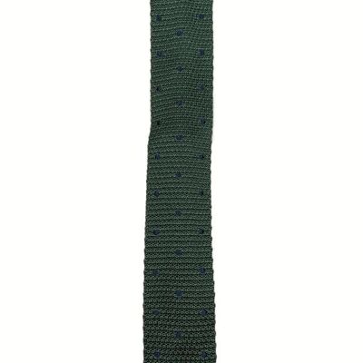 Cravatta lavorata a maglia a pois verde