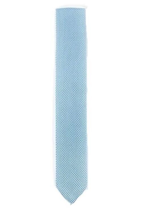 Misty blue knitted tie