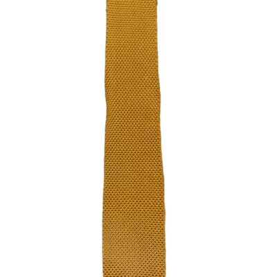 Cravatta lavorata a maglia giallo senape