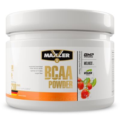 Maxler BCAA Powder, Strawberry-Kiwi, 210g, Essential Amino Acids, L-Leucine, L-Isoleucine, L-Valine