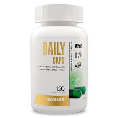 Maxler Daily Caps, 120 capsules, 13 vitamines, 9 minéraux, formule équilibrée