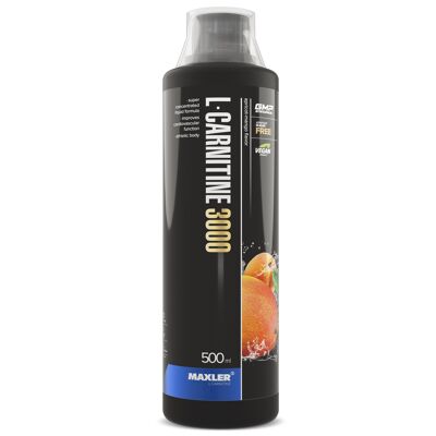 Maxler L-Carnitina 3000, Albicocca-Mango, 500ml, Vegano, L Carnitina Liquida, L Carnitina Liquida