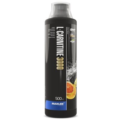 Maxler L-Carnitina 3000, agrumi, 500ml, vegano, L carnitina liquida, L carnitina liquida