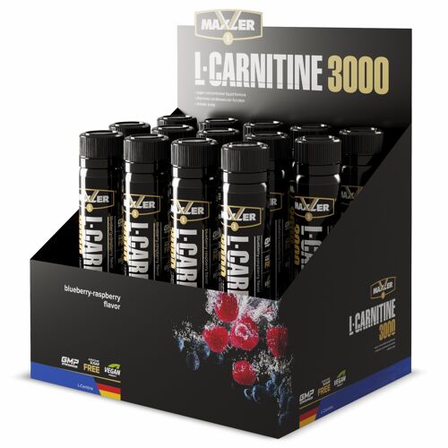 Maxler L-Carnitine 3000, Blaubeere-Himbeere, 14x25ml, Vegan, L Carnitin Liquid, L Carnitin Flüssig