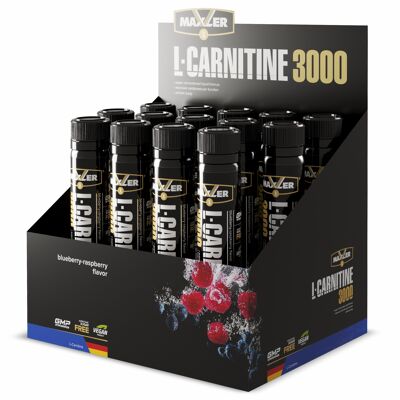 Maxler L-Carnitine 3000, Arándano-Frambuesa, 14x25ml, Vegano, L Carnitina Líquida, L Carnitina Líquida
