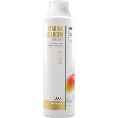 Maxler Marine Collagen Skin Care, Mango, 500ml, Meereskollagen, Collagen Liquid, Mit Vitamin C und Hyaluronsäure