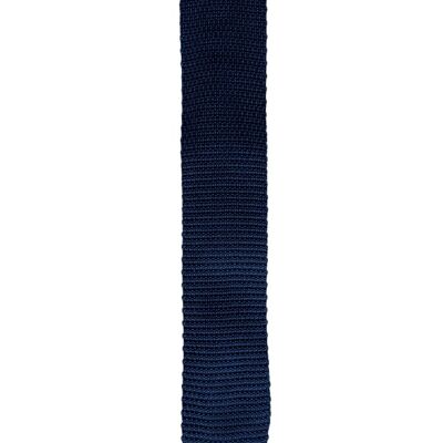 Cravate en tricot de soie bleu marine