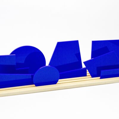 Formen des Suprematismus Blaue 3D-Kunstsilhouette (Spielzeugdiorama & Dekor)