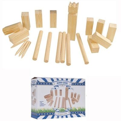 Kubb spel groot hout 21-delig. Koning 25cm