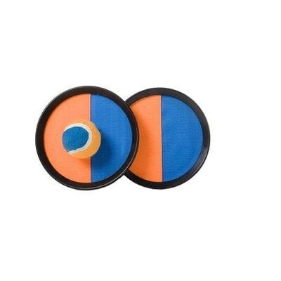Catchballset 19 cm, met klittenband, oranje/blauw
