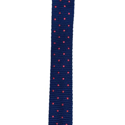 Cravate tricotée à pois bleu marine